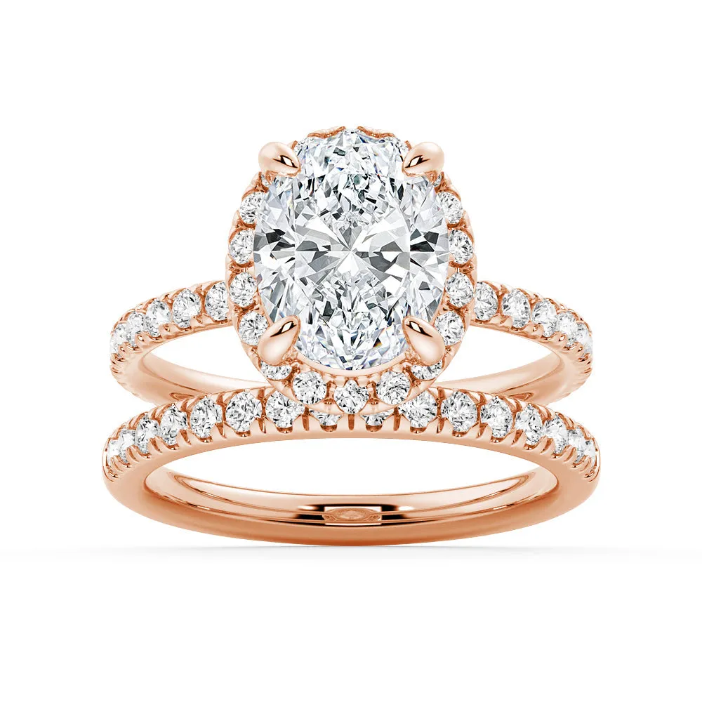 1 CT. Oval Shaped Moissanite Bridal Set with Men's Wedding Band