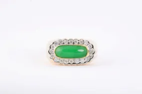 14k Yellow Gold 1.18tcw Jade 0.20tcw Diamond Saddle Ring Size 7.5 (7.00g.)