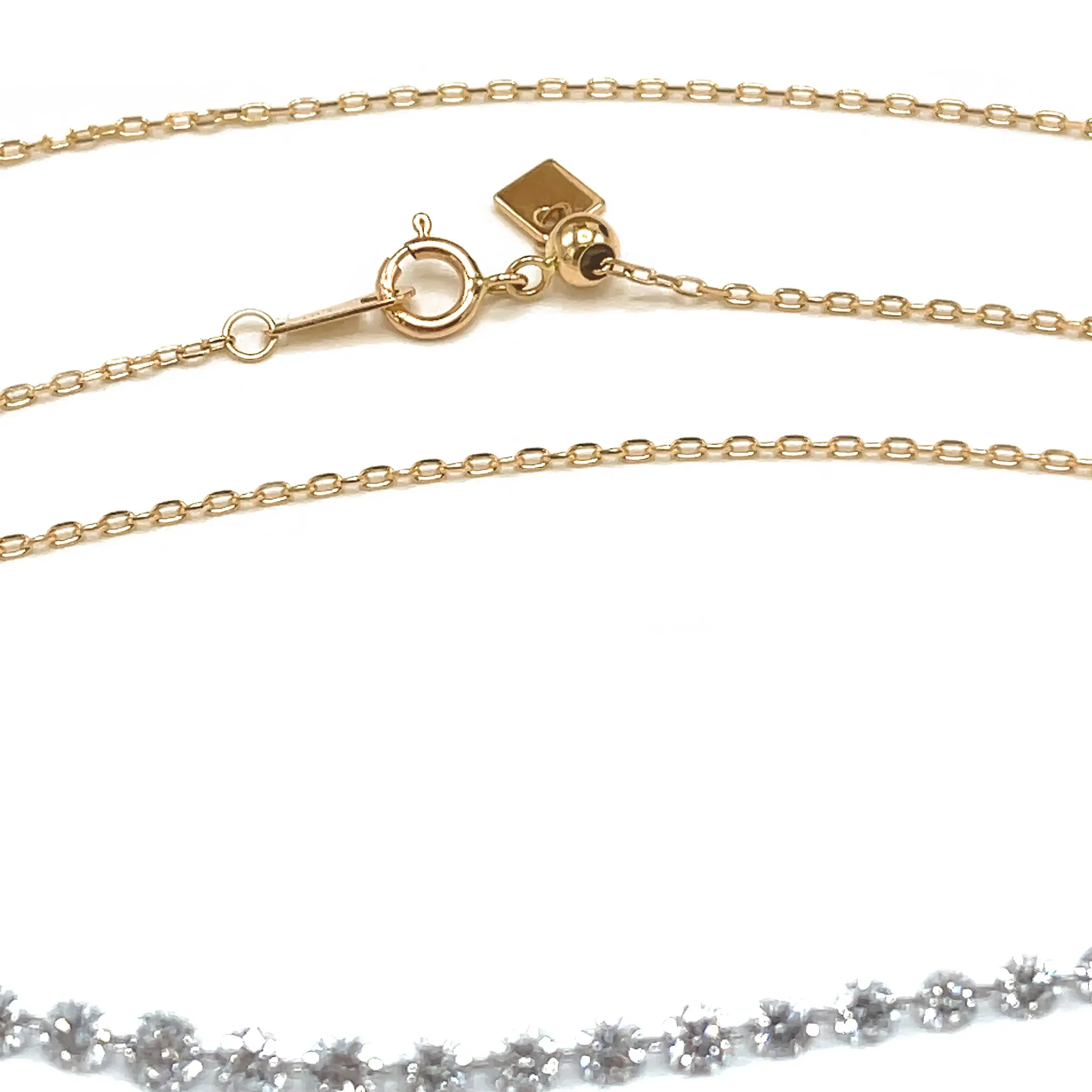 18k Gold Diamond Adjustable Choker Necklace