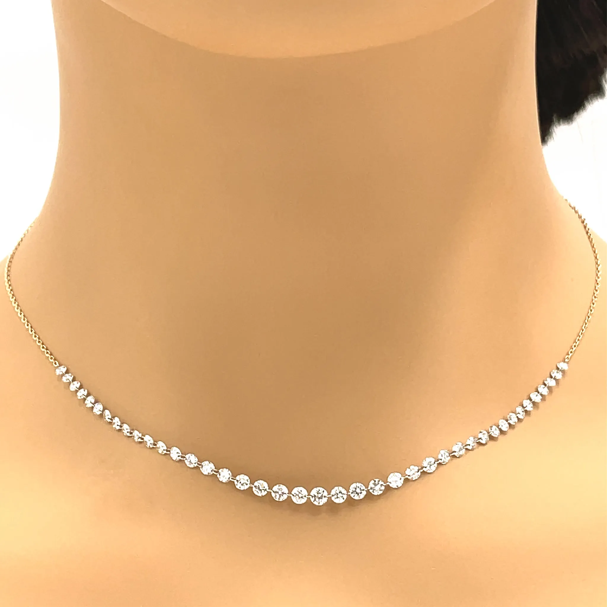 18k Gold Diamond Adjustable Choker Necklace