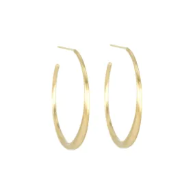 18K Gold Thin Tapered Hoop Earrings