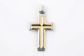 18k Yellow Gold & 925 Silver Cross Pendant (9.28g.)