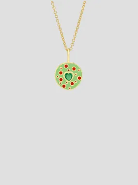 18K YG Fontaine Emerald Heart Enamel Necklace