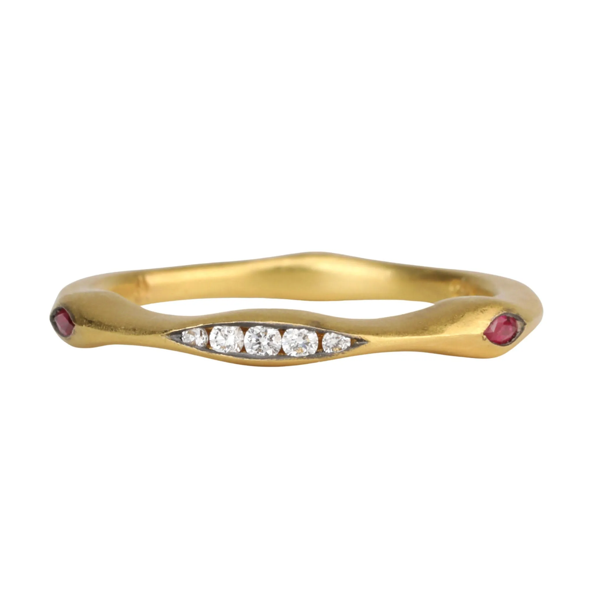 22K Gold Pave Diamond & Ruby Eye of Horus Ring