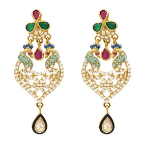 22K Gold Ruby Emerald CZ Earrings