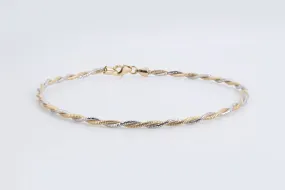 9" 14k Two-Tone Gold Intertwined Snake Chain Bracelet (3.75g.)