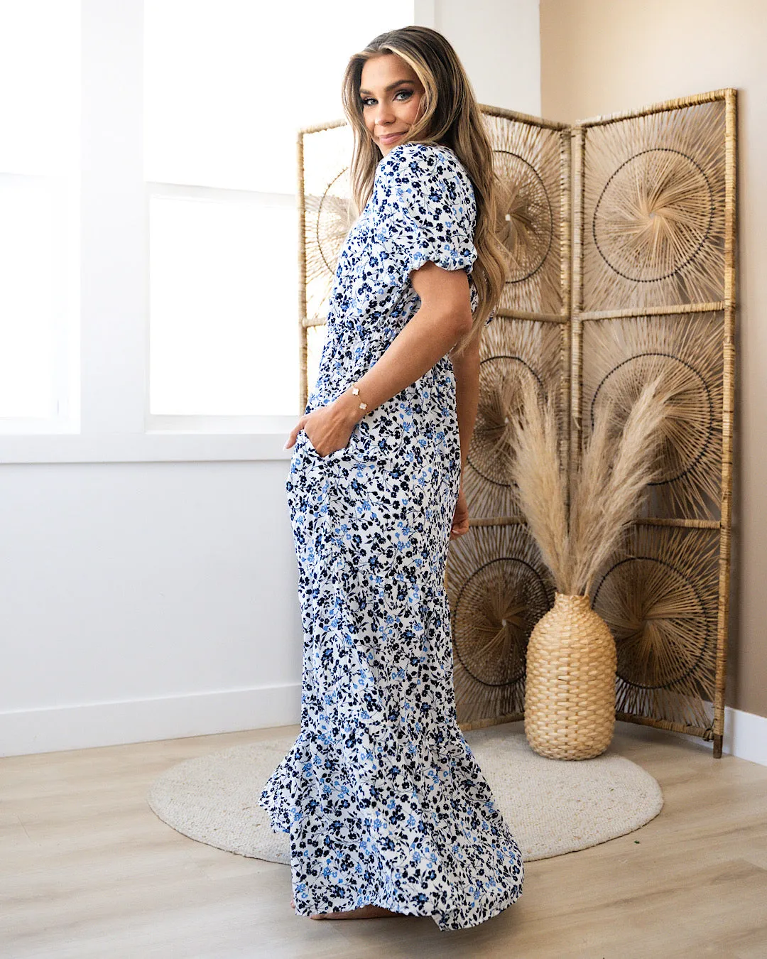 Abby Blue Floral Maxi Dress