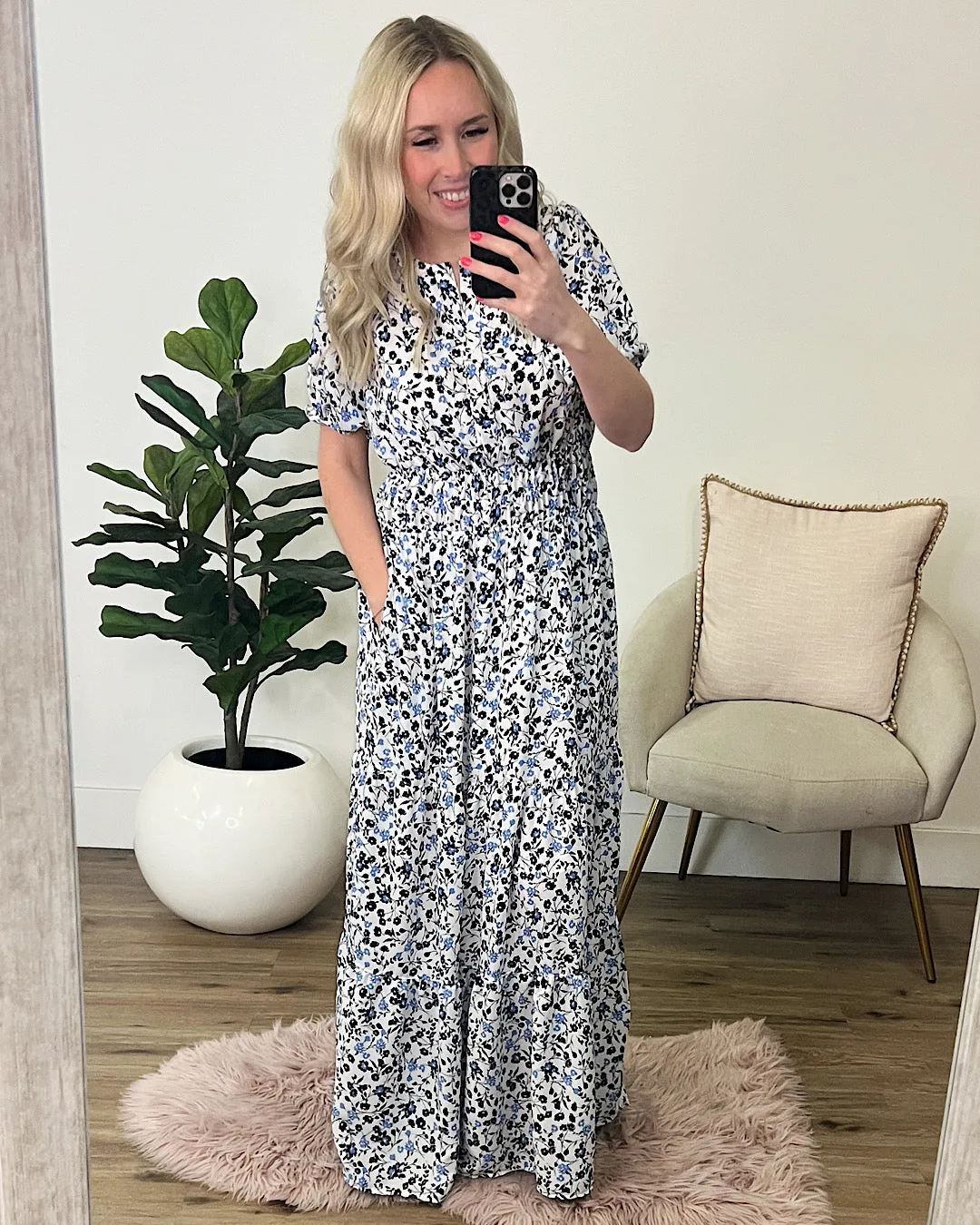 Abby Blue Floral Maxi Dress