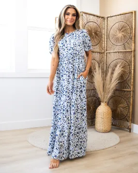 Abby Blue Floral Maxi Dress