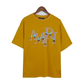 AMIRI STAGGERED CHROME PRINT T-SHIRT YELLOW