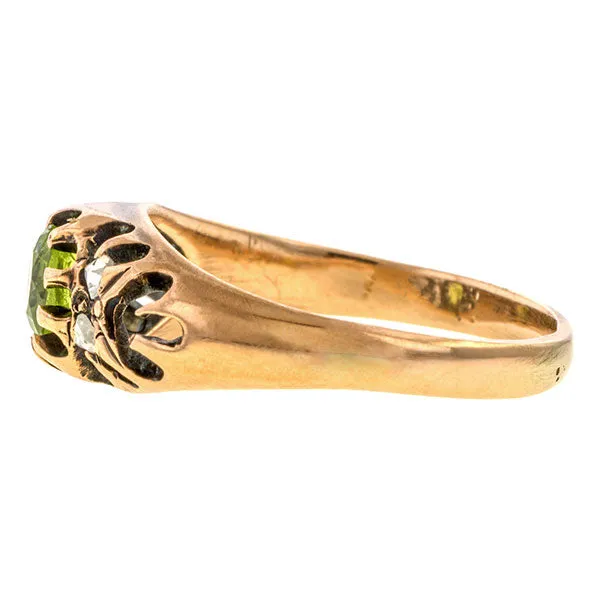 Antique Peridot & Rose Cut Diamond Ring