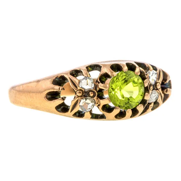 Antique Peridot & Rose Cut Diamond Ring