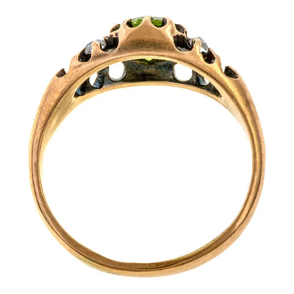 Antique Peridot & Rose Cut Diamond Ring