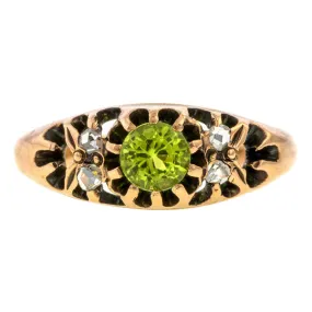 Antique Peridot & Rose Cut Diamond Ring