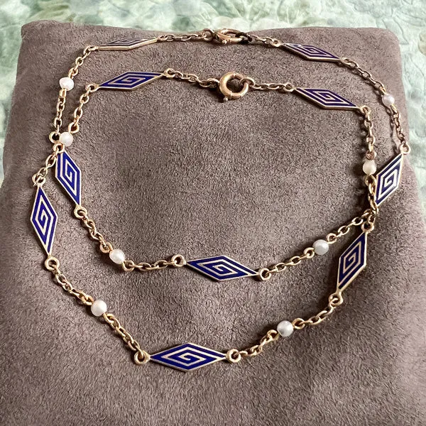 Art Deco Enamel Chain Necklace/ Bracelet