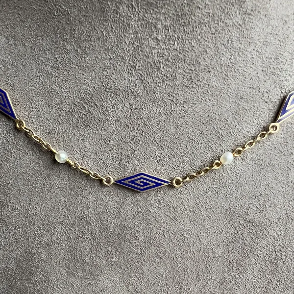 Art Deco Enamel Chain Necklace/ Bracelet