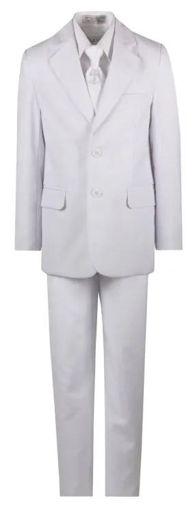 Boys Slim Fit Suit with Communion Cross Neck Tie and Suspenders