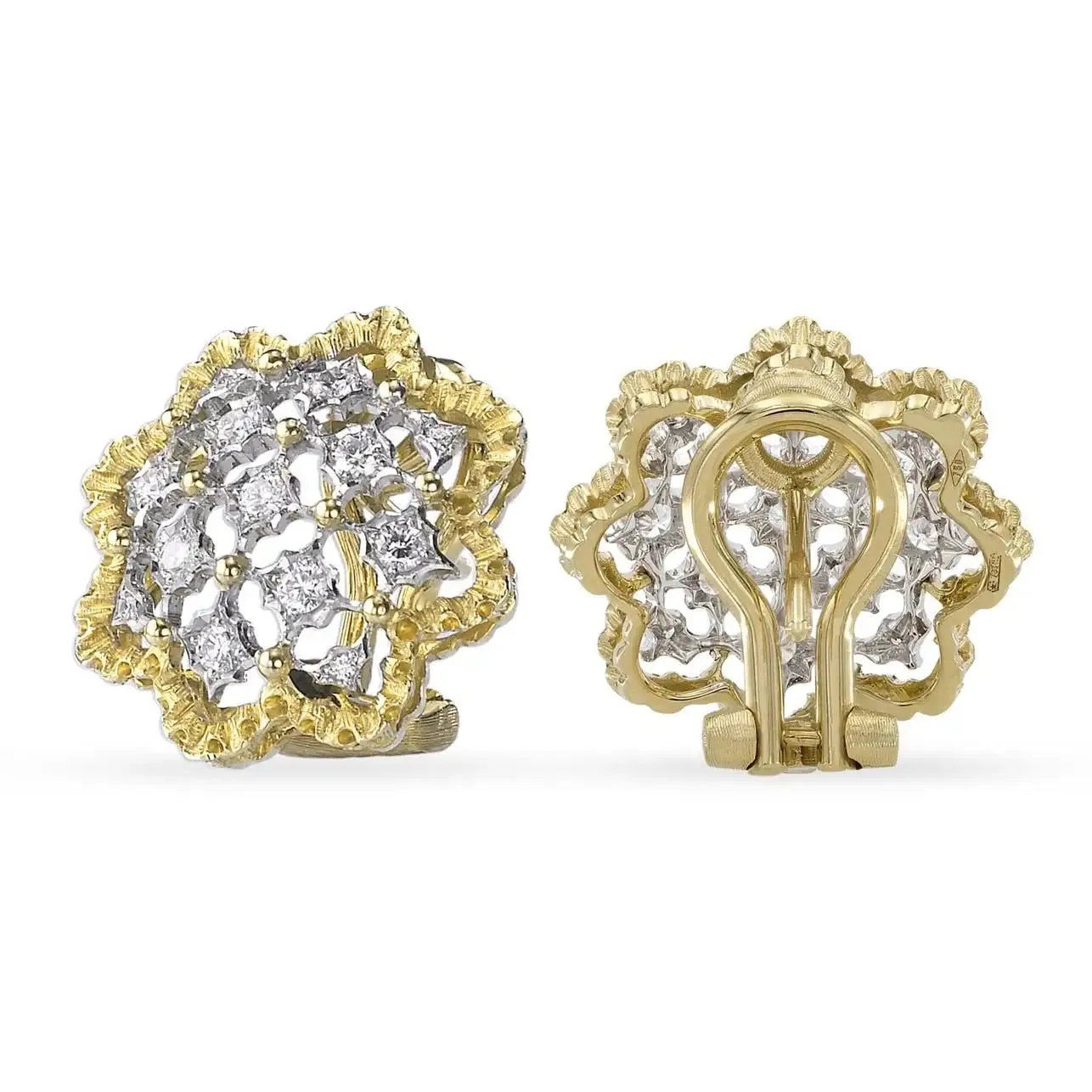 Buccellati - Rombi - Earrings with Diamonds, 18k White and Yellow Gold