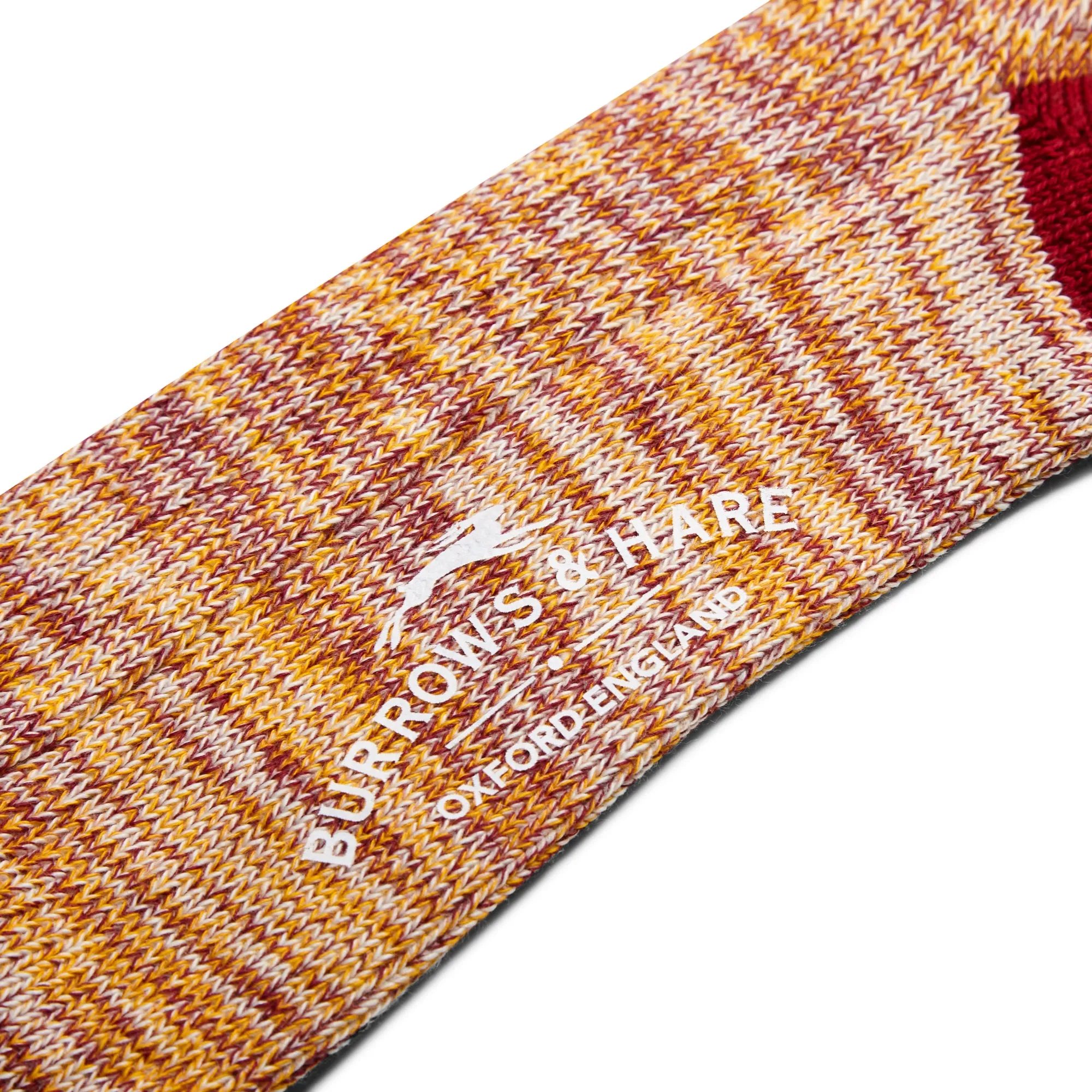 Burrows and Hare Woven Socks - Burgundy and Yellow