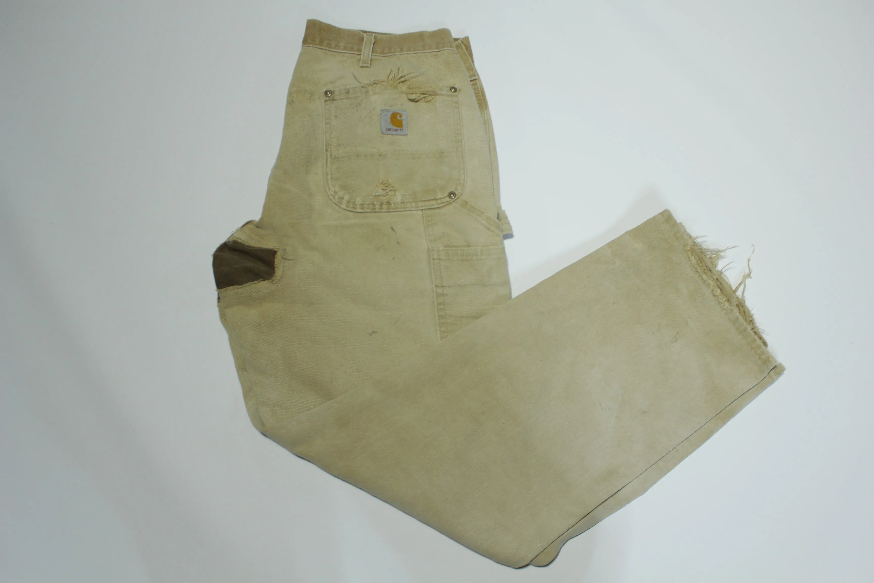 Carhartt B01 BRN Dungaree Fit Duck Wash Canvas Double Knee Front Work Construction Pants