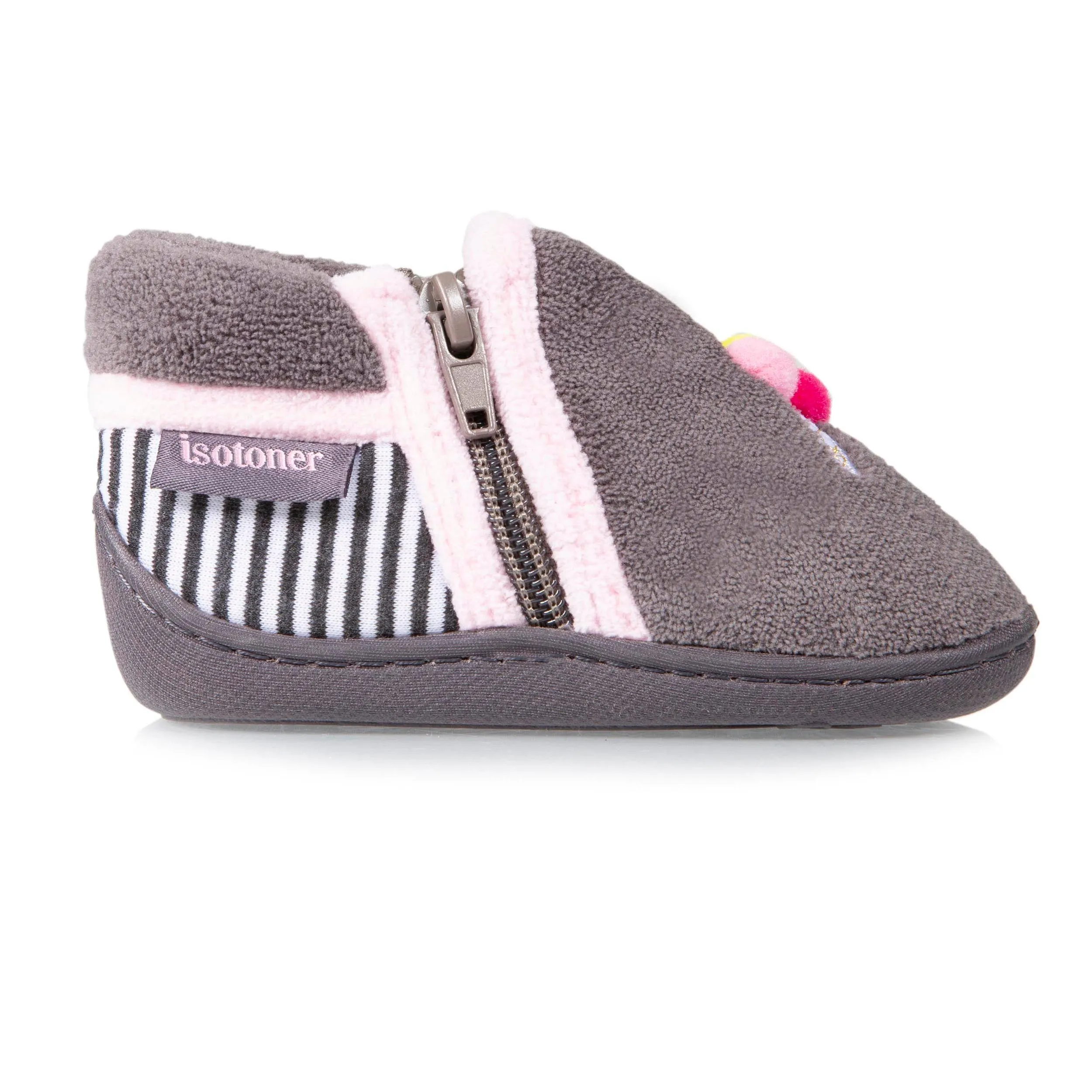 Chaussons bottillons zip Bébé Glace Gris