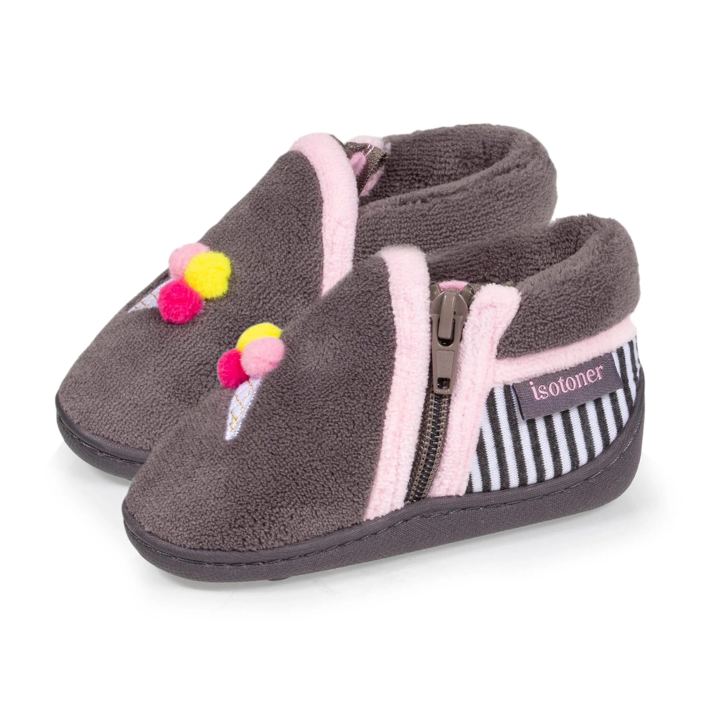 Chaussons bottillons zip Bébé Glace Gris