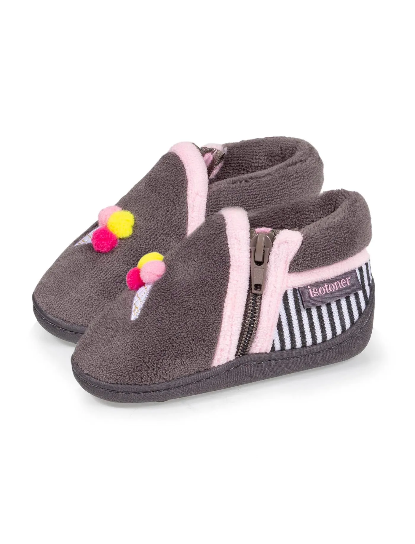 Chaussons bottillons zip Bébé Glace Gris