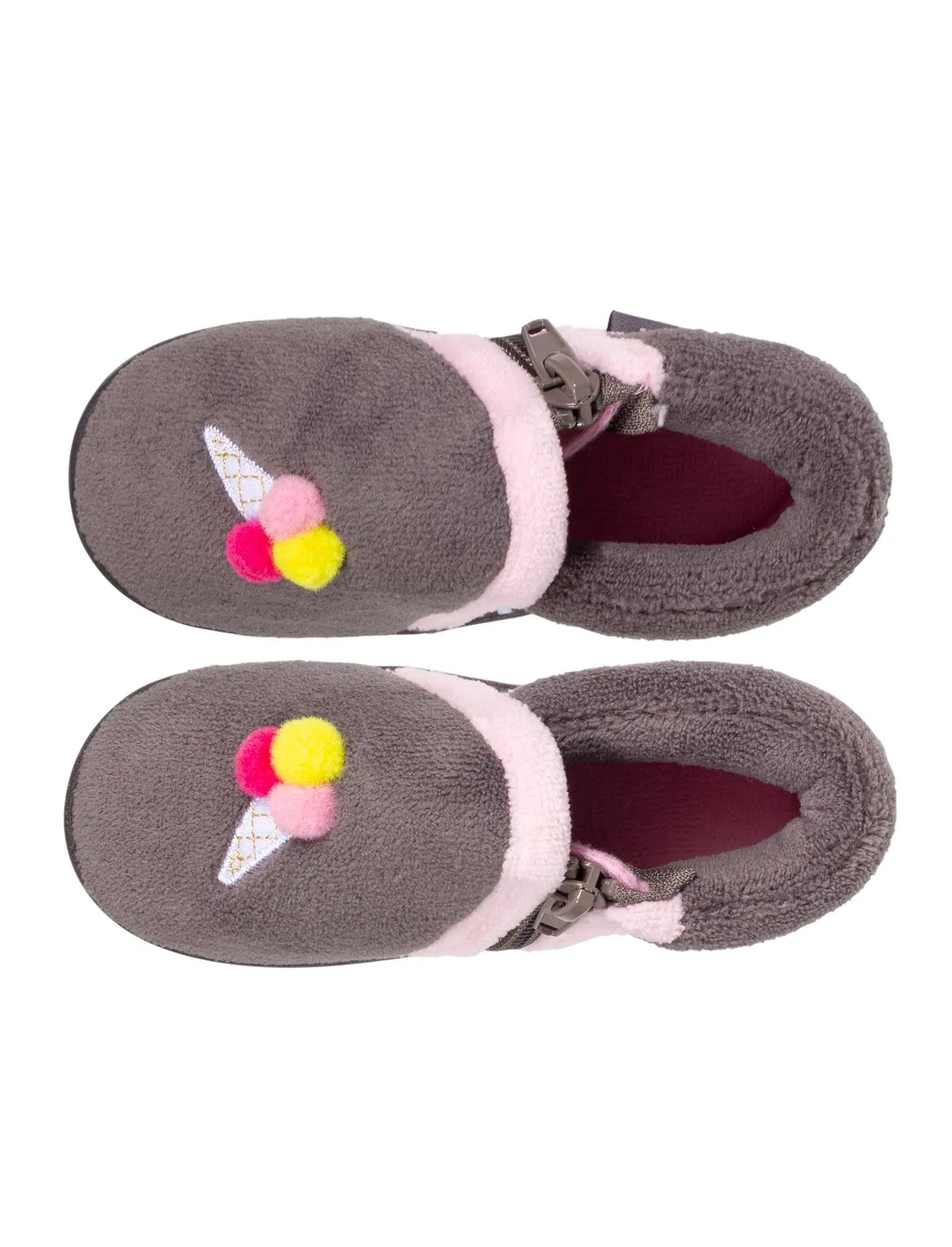 Chaussons bottillons zip Bébé Glace Gris