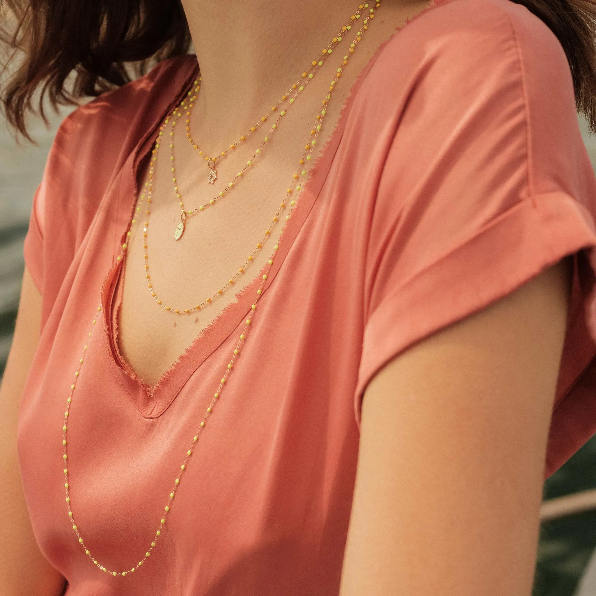 Classic Gigi Lime necklace, Rose Gold, 19.7"