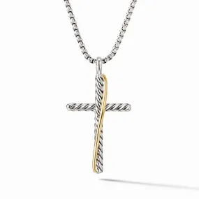 Crossover Cross Necklace with 18K Yellow Gold