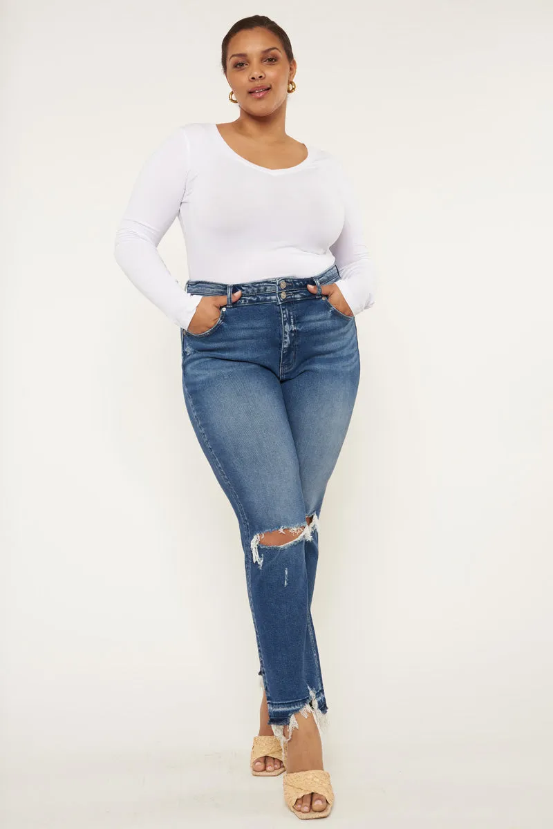 Damila High Rise Slim Straight Jeans (Plus Size)