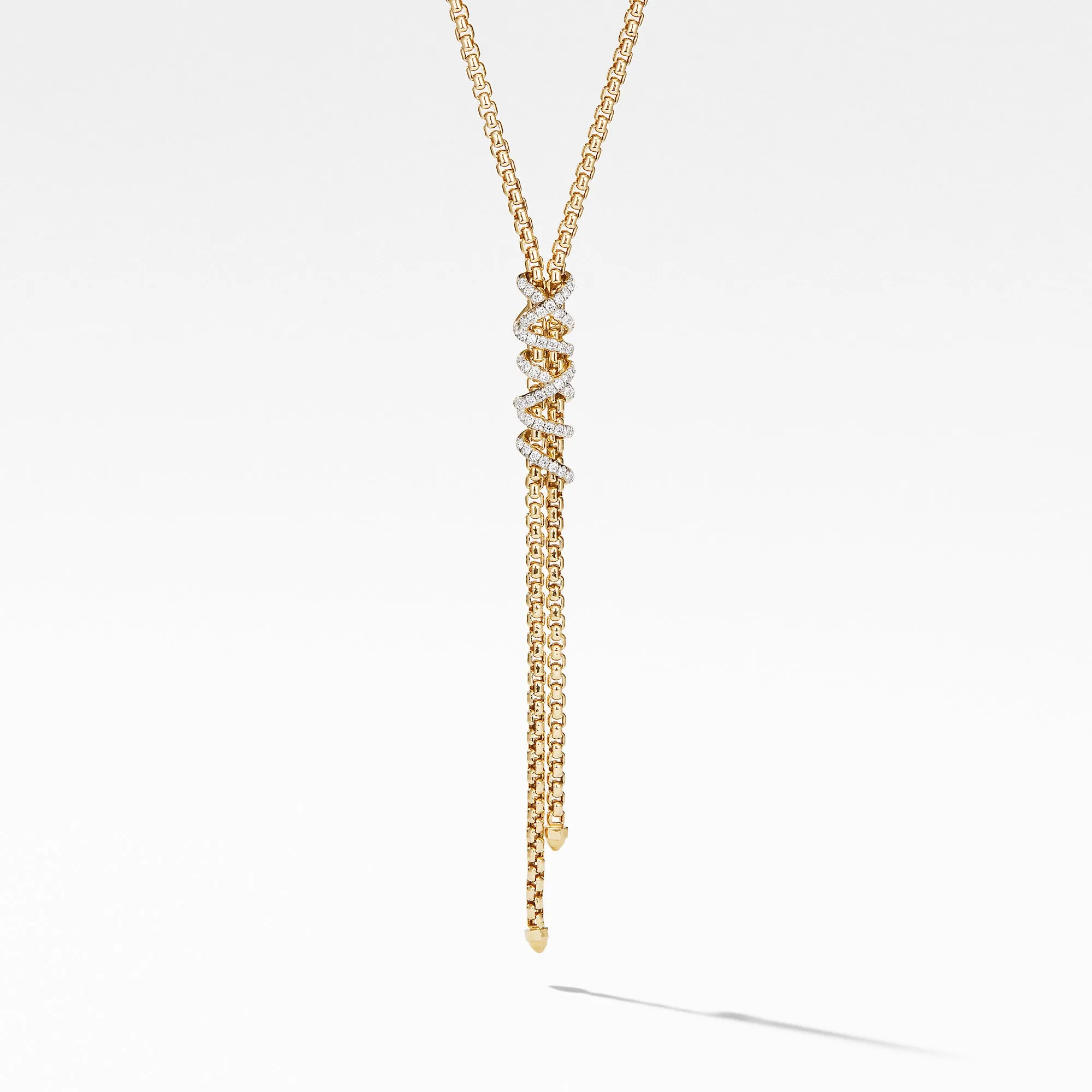 David Yurman Helena Y Necklace in 18K Yellow Gold with Diamonds