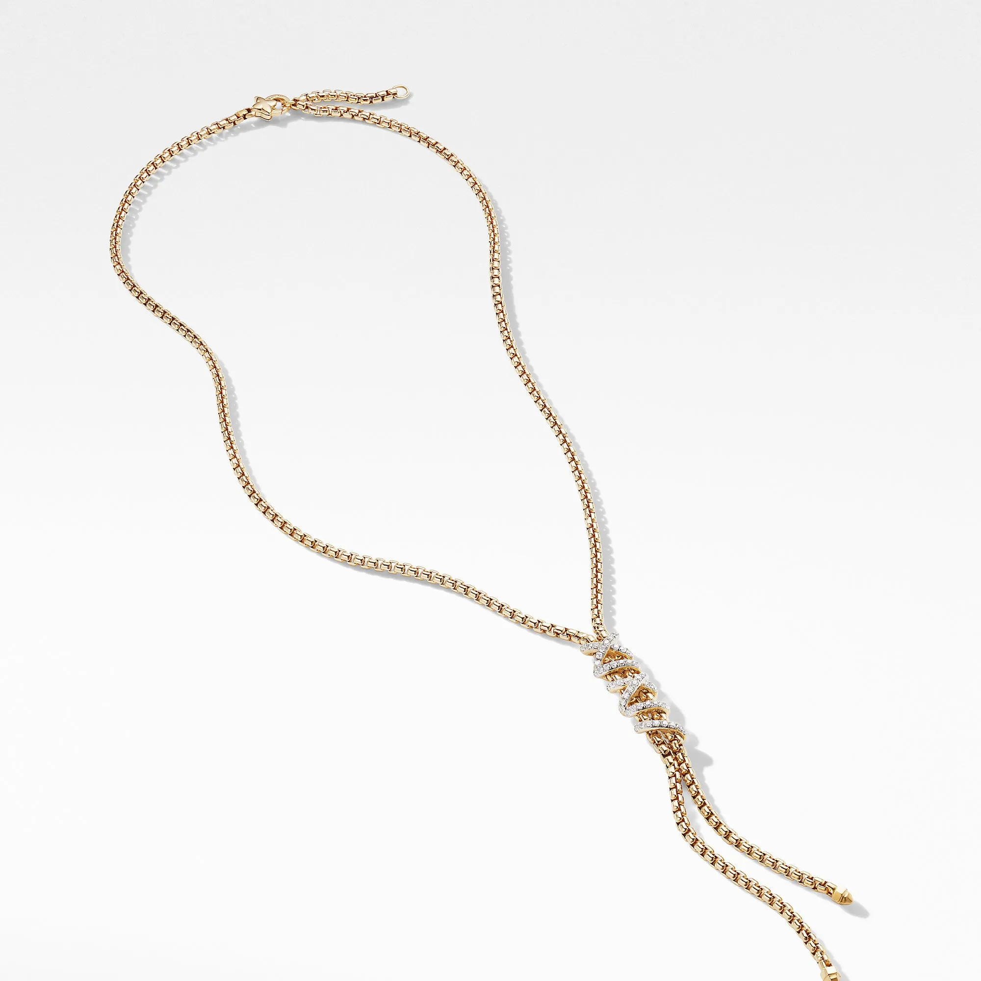 David Yurman Helena Y Necklace in 18K Yellow Gold with Diamonds