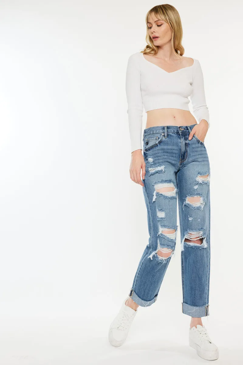 Delta Mid Rise Boyfriend Jeans