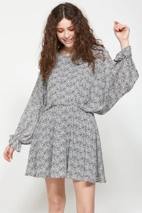 Den Ditsy Navy Floral Mini LS Dress