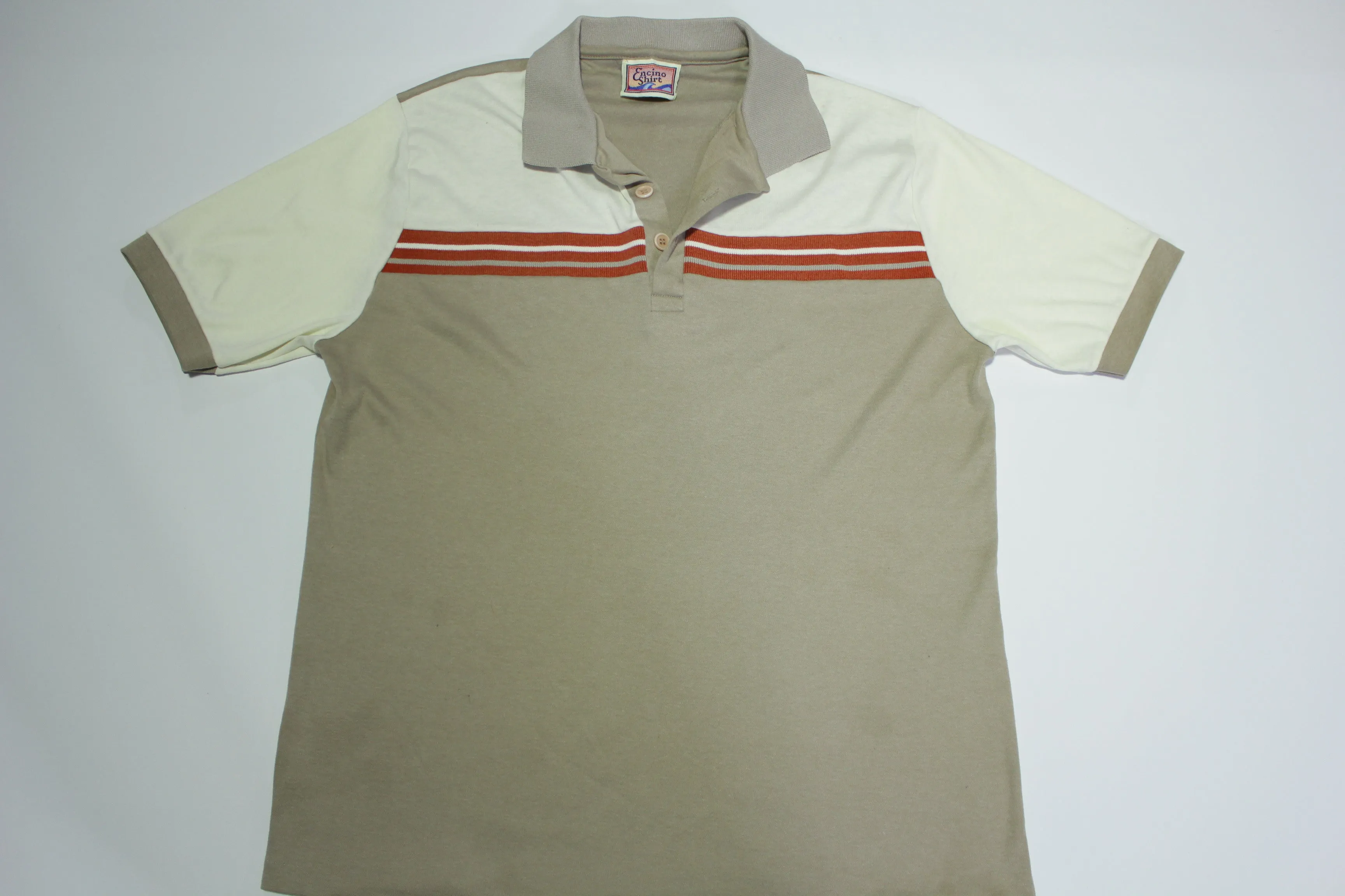 Encino Vintage 80's California Striped Golf Polo Shirt