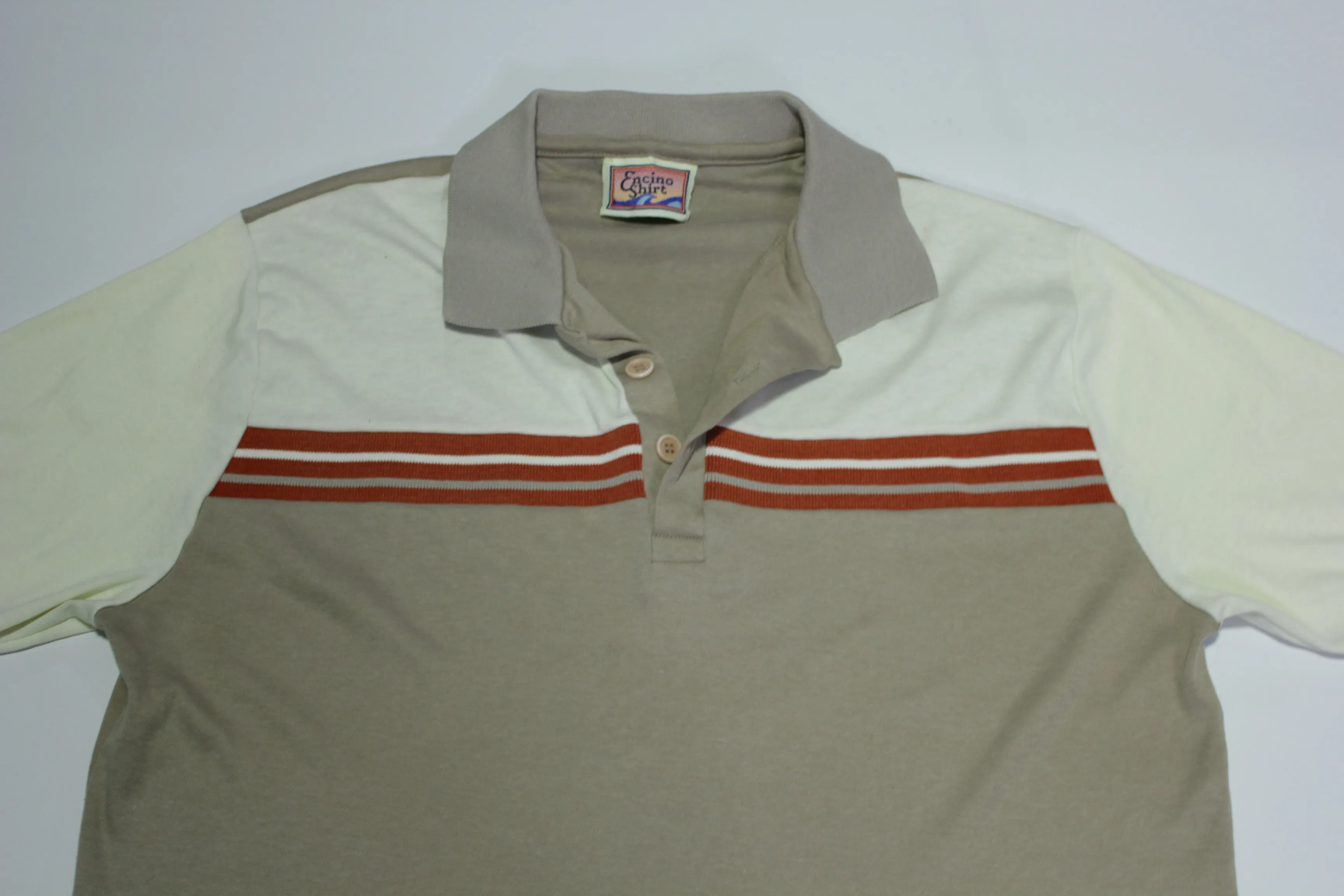 Encino Vintage 80's California Striped Golf Polo Shirt