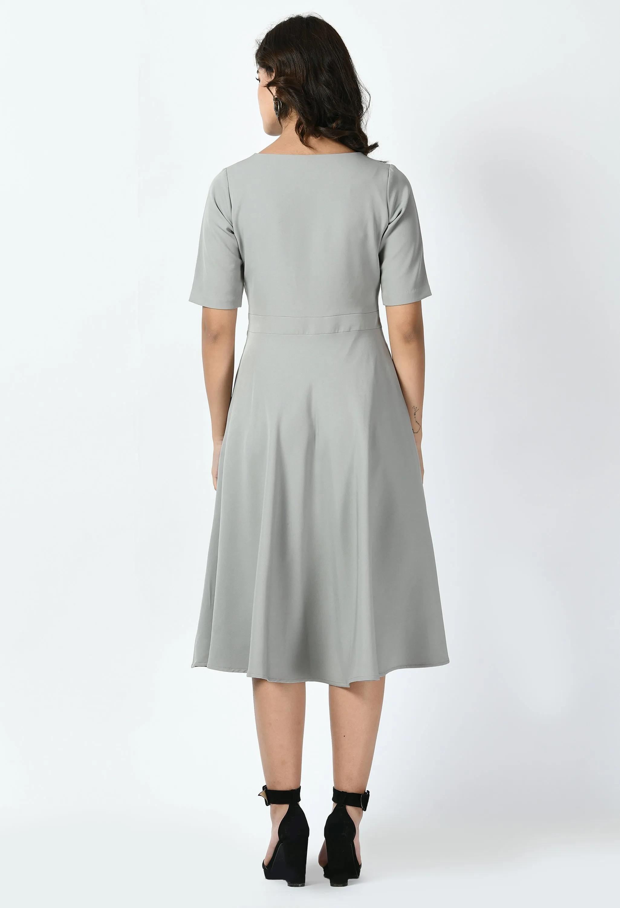 Exude Epitome Classic A-line Dress (Grey)