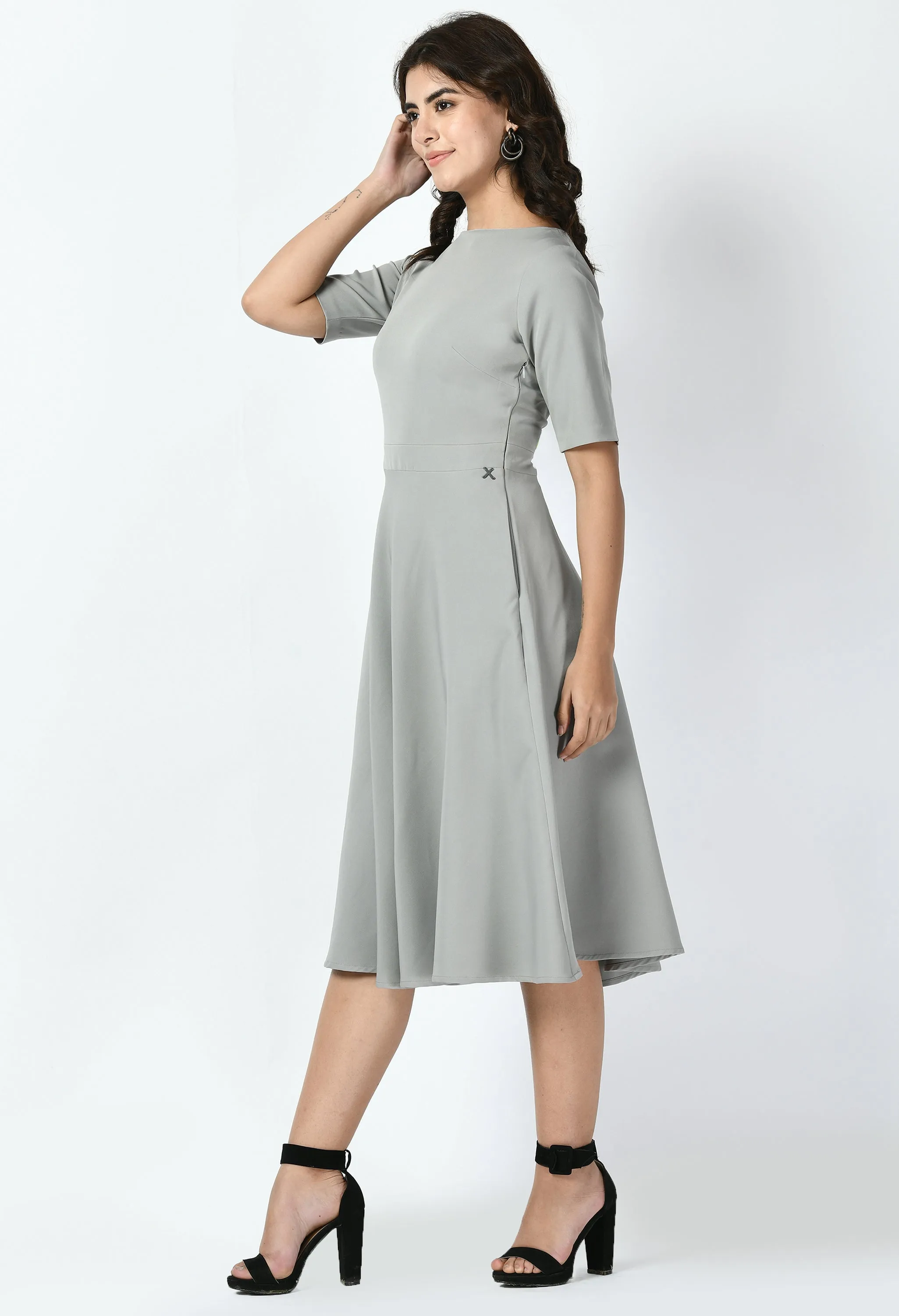 Exude Epitome Classic A-line Dress (Grey)