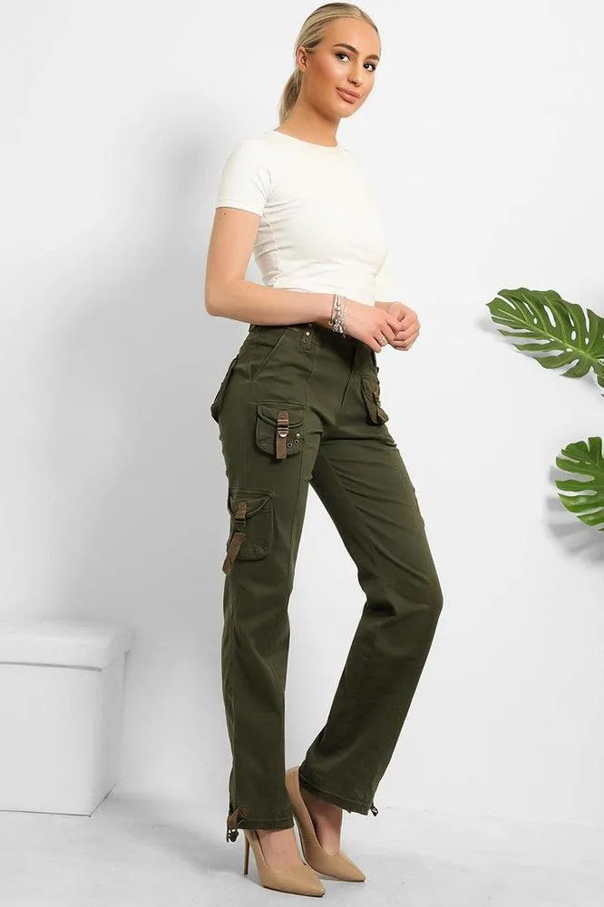 Floral Embroidery To Side Cargo Trousers