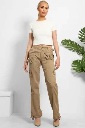 Floral Embroidery To Side Cargo Trousers