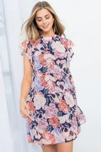 Floral Print Tiered Dress