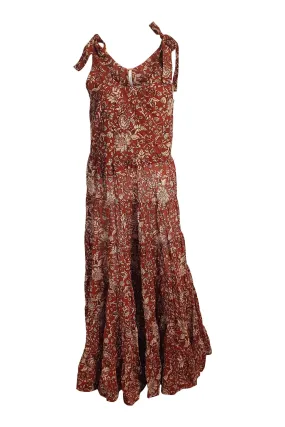 FREE PEOPLE 100% Cotton Brown Motif Floral Print Maxi Dress (M)