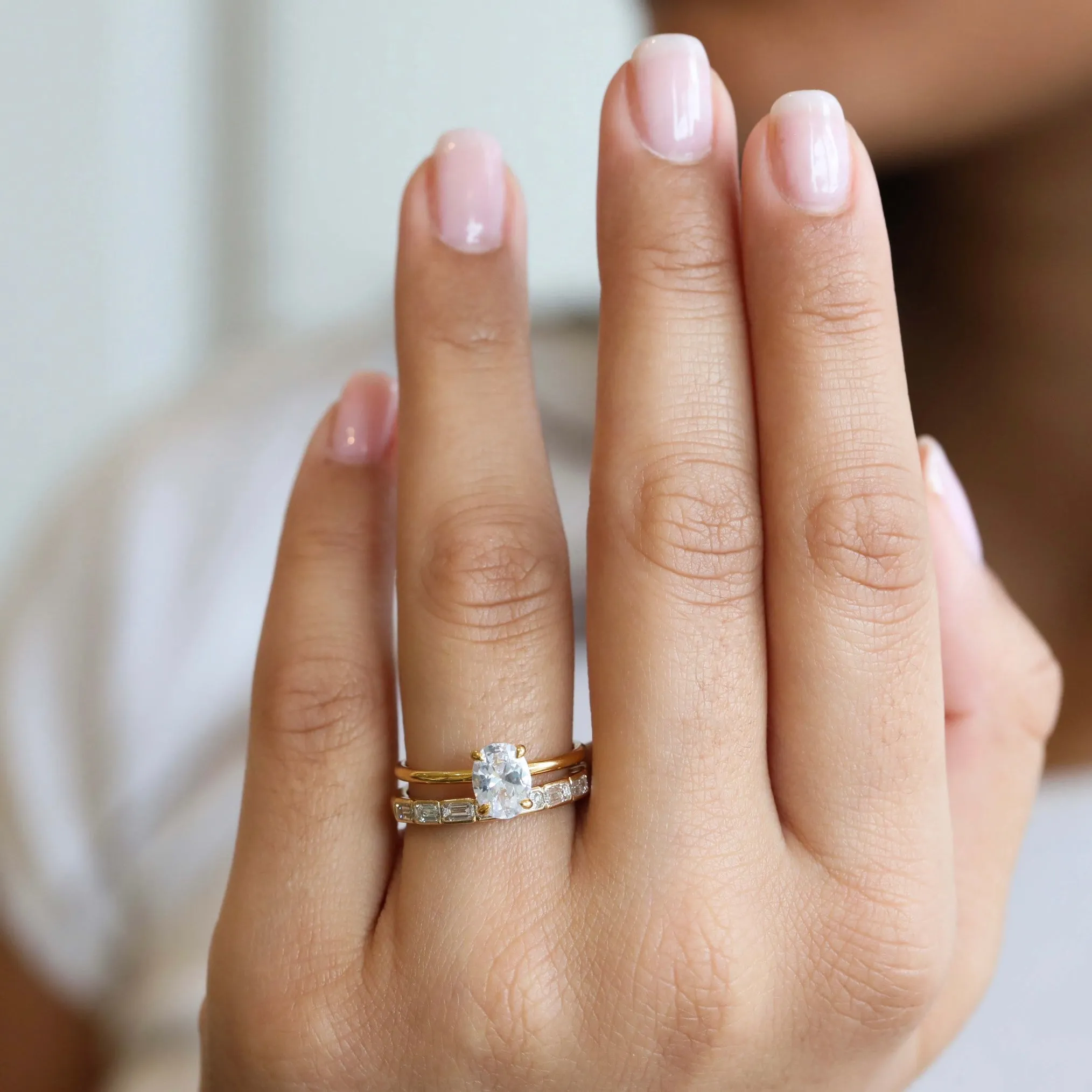 Gold Bezel-Set Halfway Emerald-Cut Diamond Ring