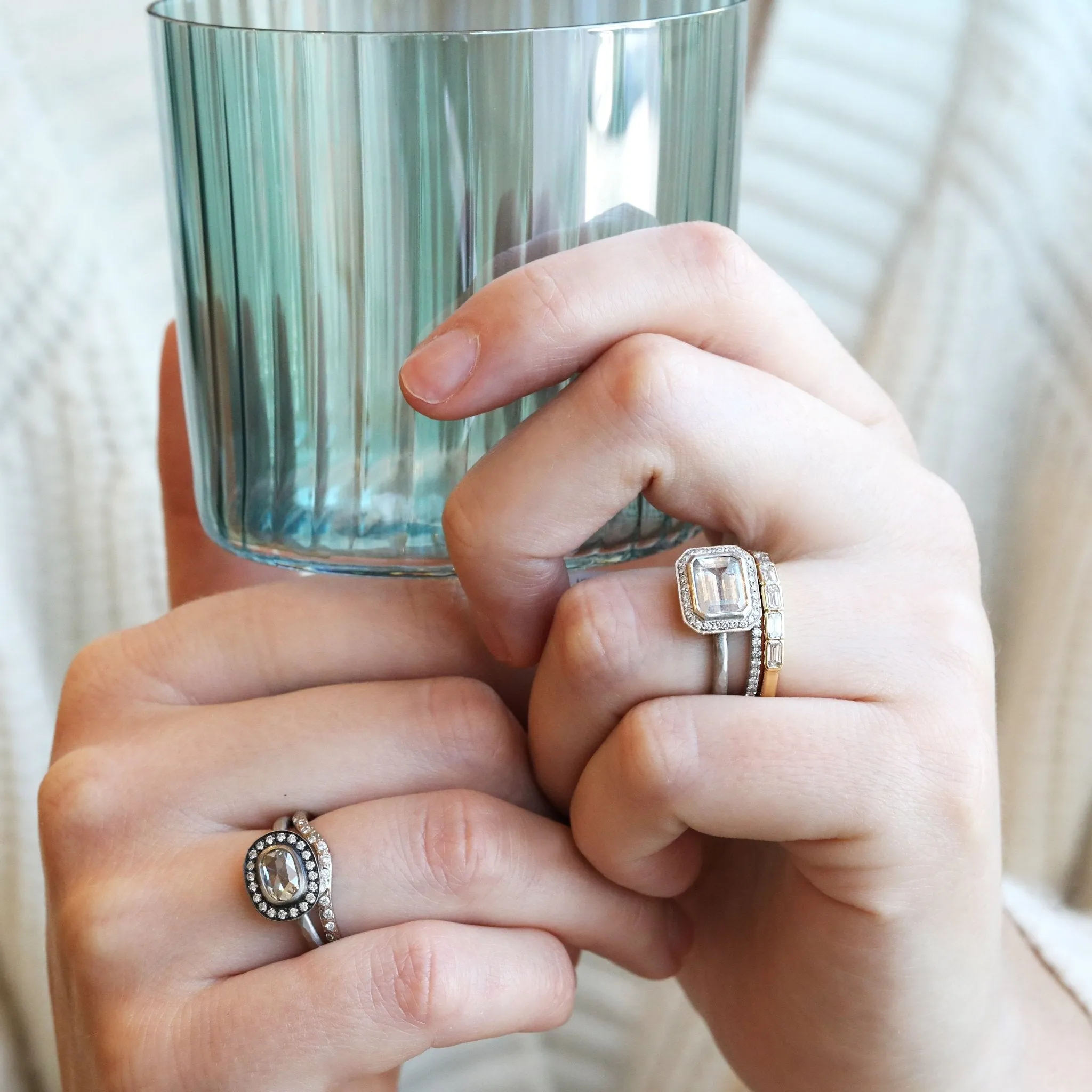 Gold Bezel-Set Halfway Emerald-Cut Diamond Ring