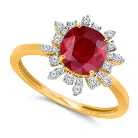 Kallati Heirloom Ruby & Diamond Ring in 14K Yellow Gold