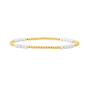 Karen Lazar  - 2 mm Yellow Gold Filled Bead Flex Bracelet with 3 mm Sterling Silver