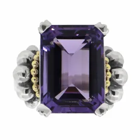 Lagos Caviar Amethyst Two-Tone Ring