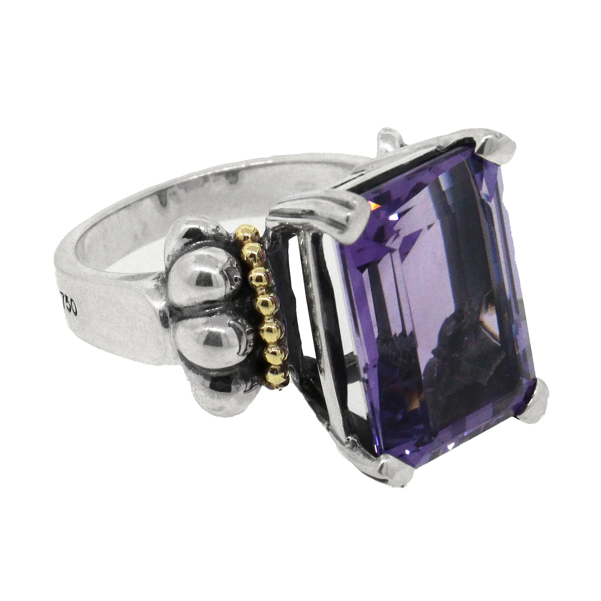 Lagos Caviar Amethyst Two-Tone Ring