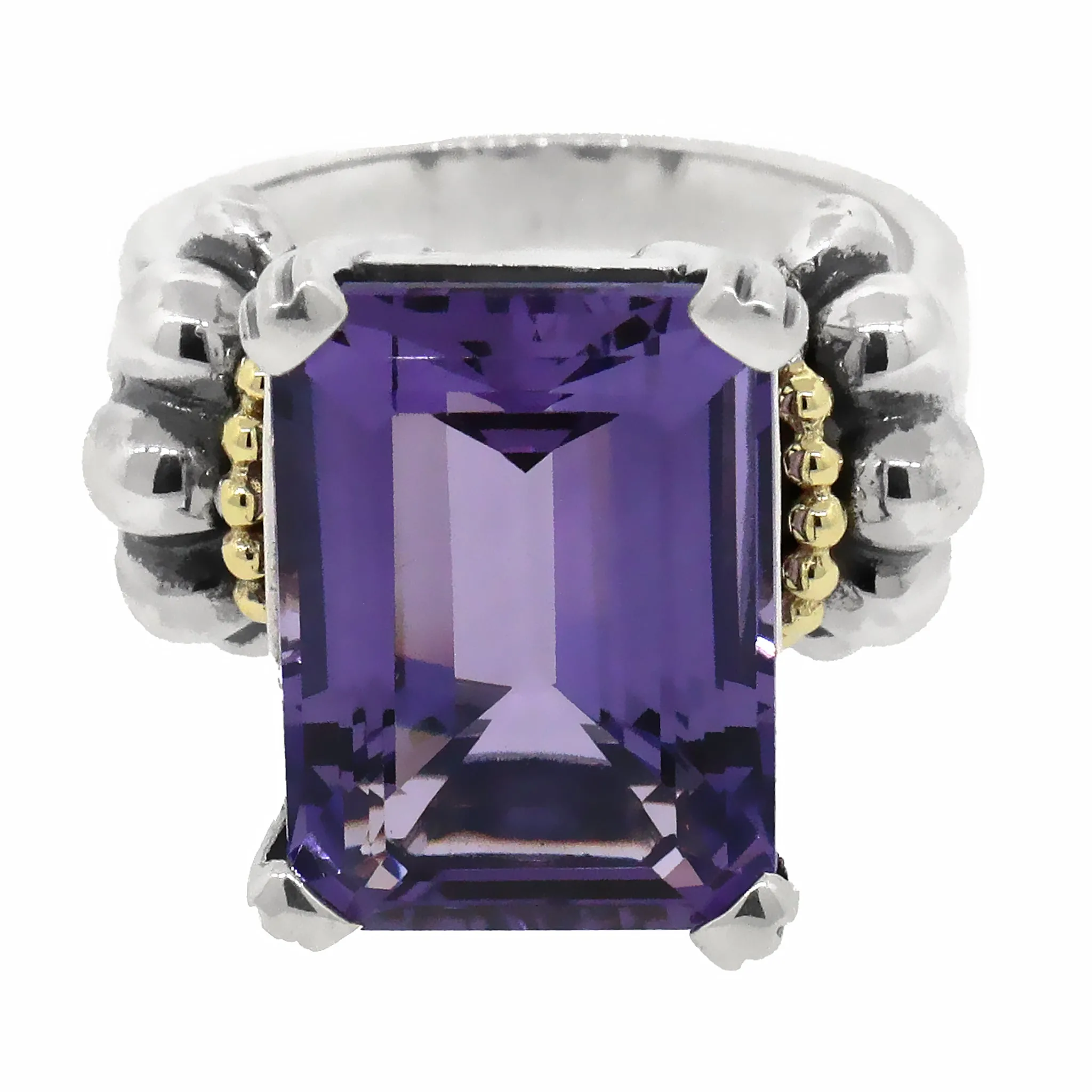 Lagos Caviar Amethyst Two-Tone Ring